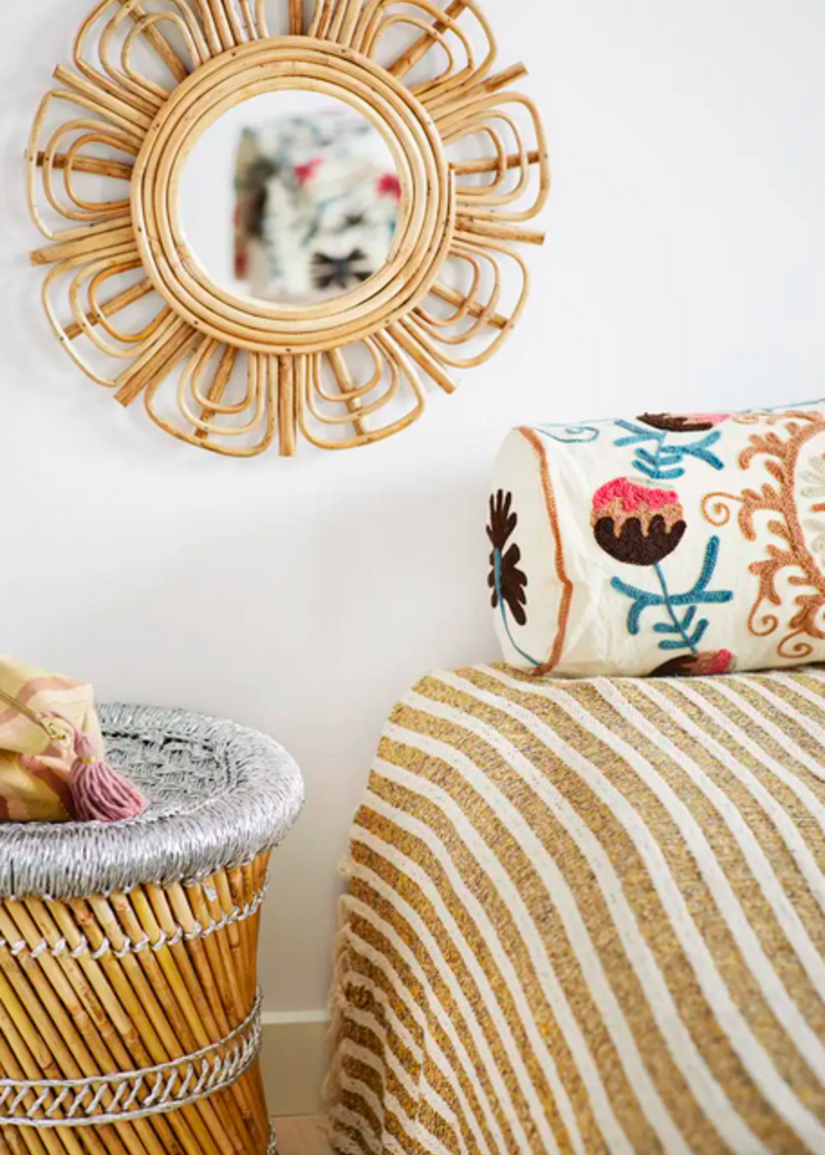 madam stoltz Suzani embroidered bolster cushion