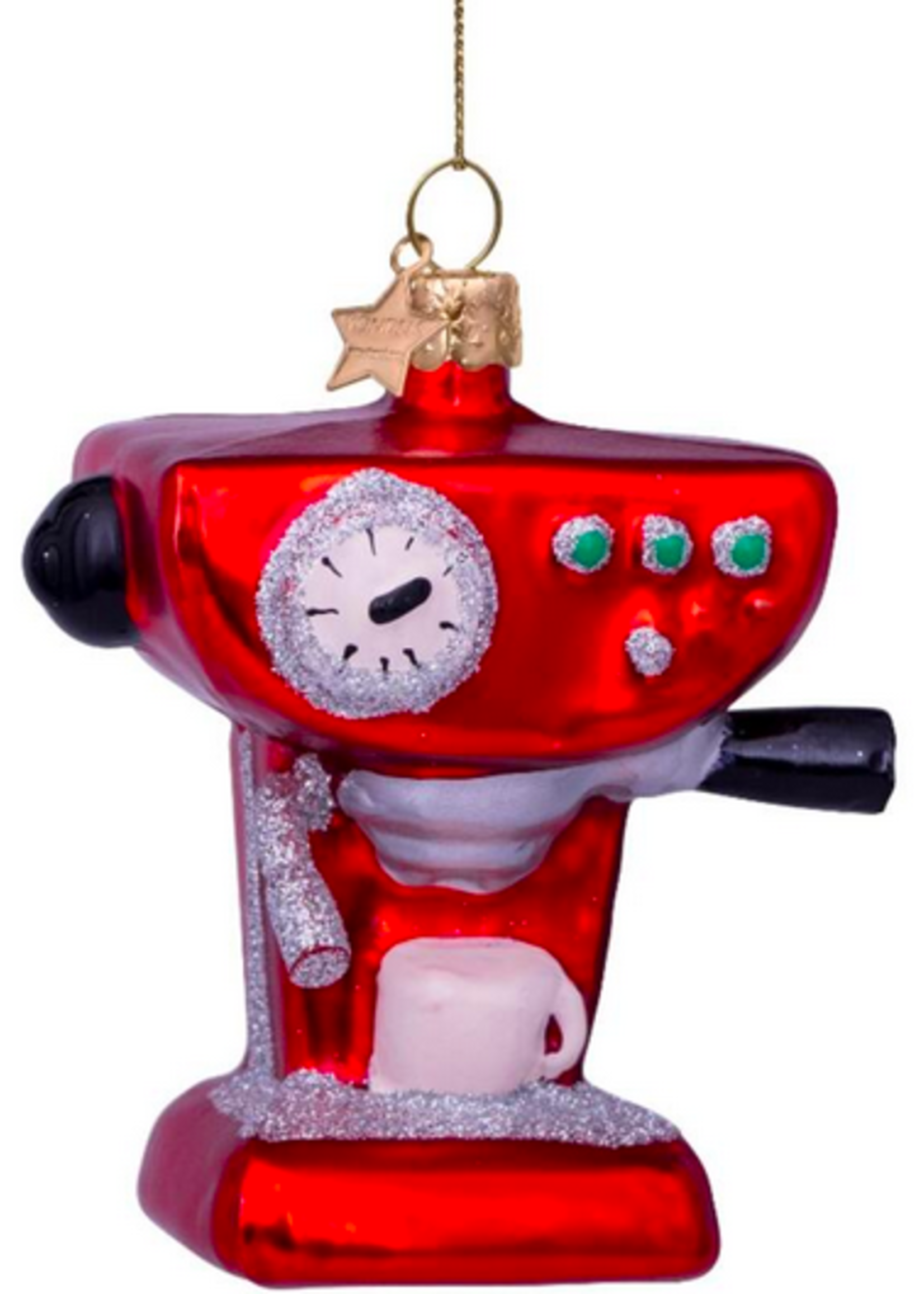 Vondels Ornament glass red coffee machine H9cm