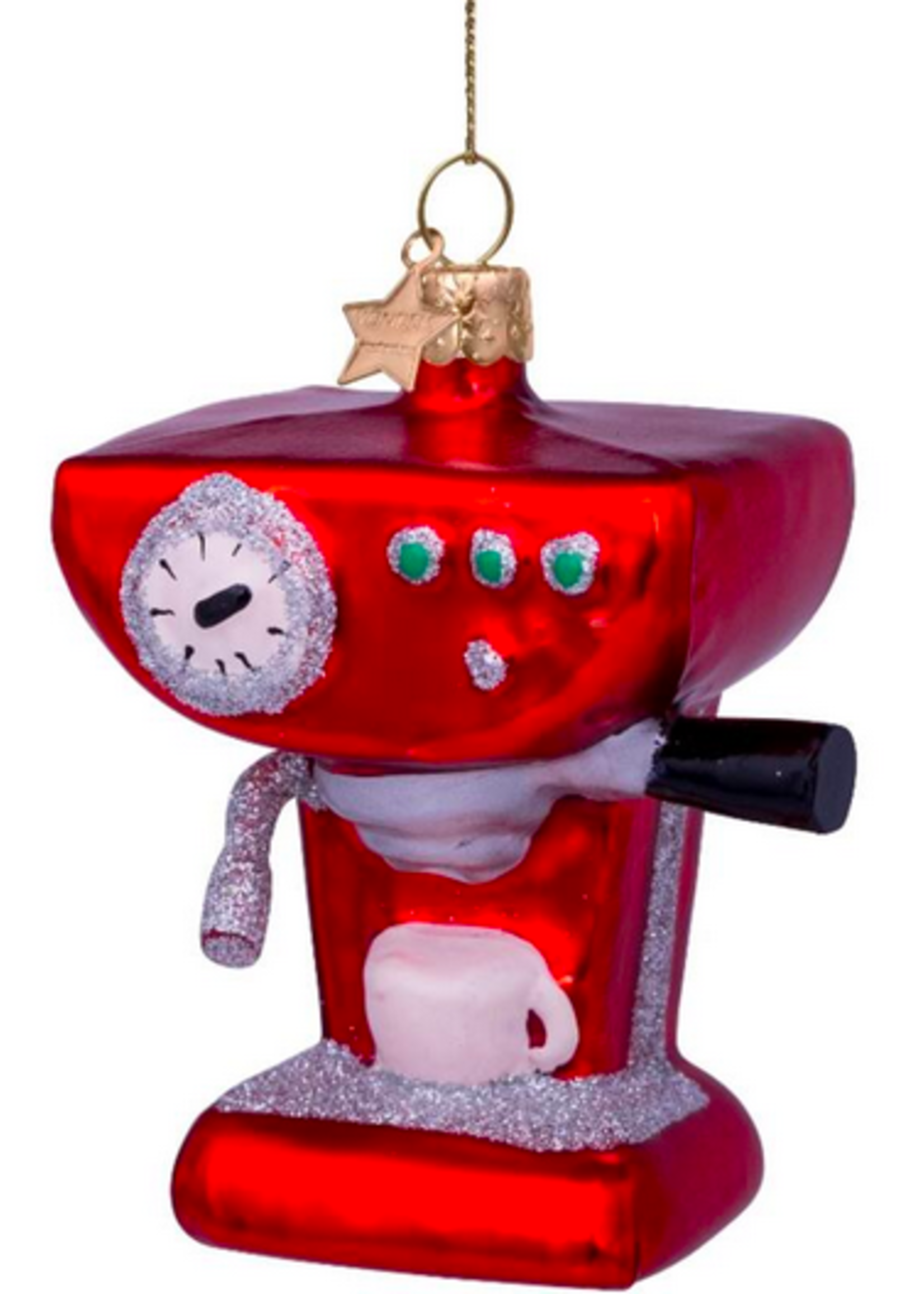 Vondels Ornament glass red coffee machine H9cm