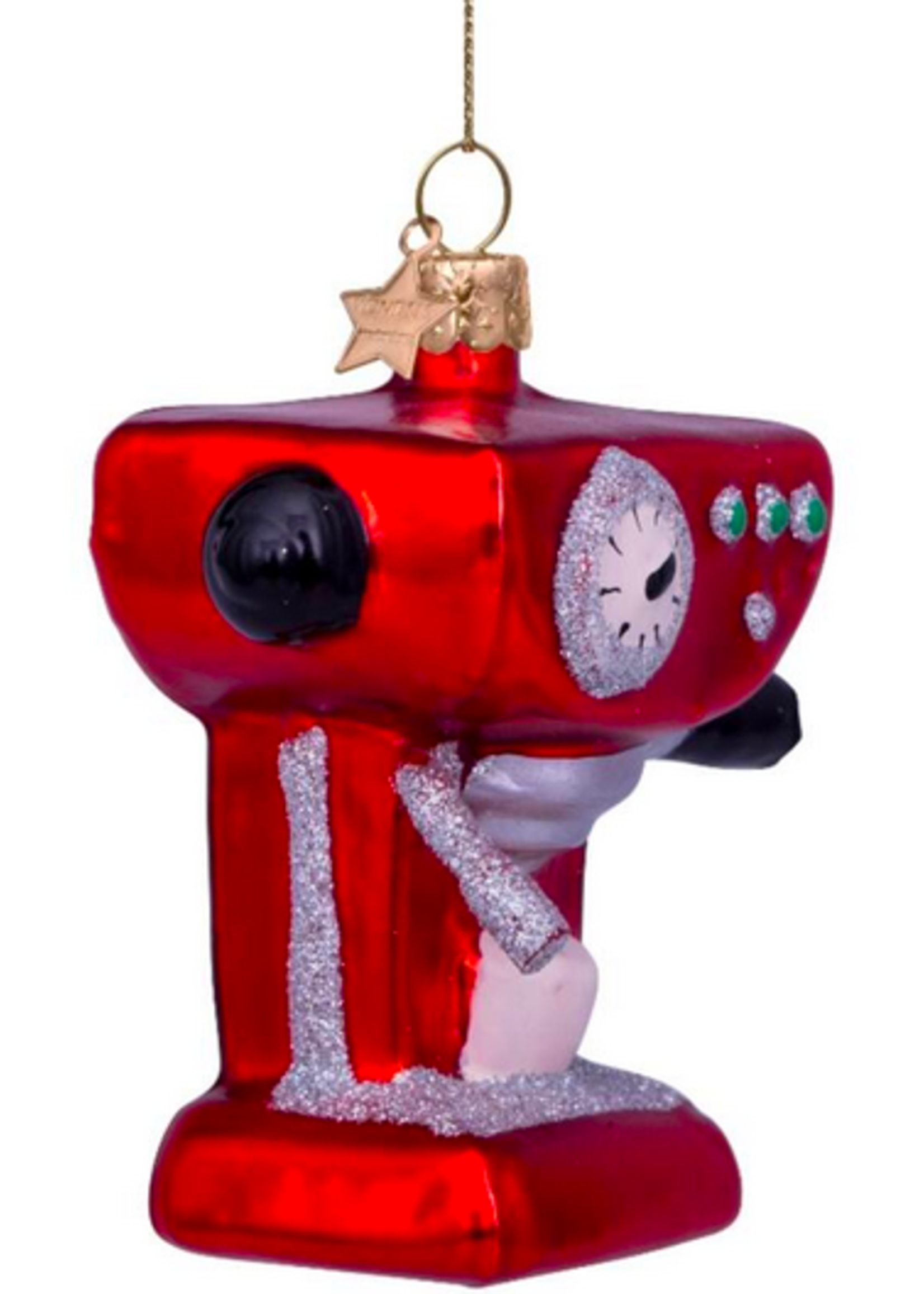 Vondels Ornament glass red coffee machine H9cm