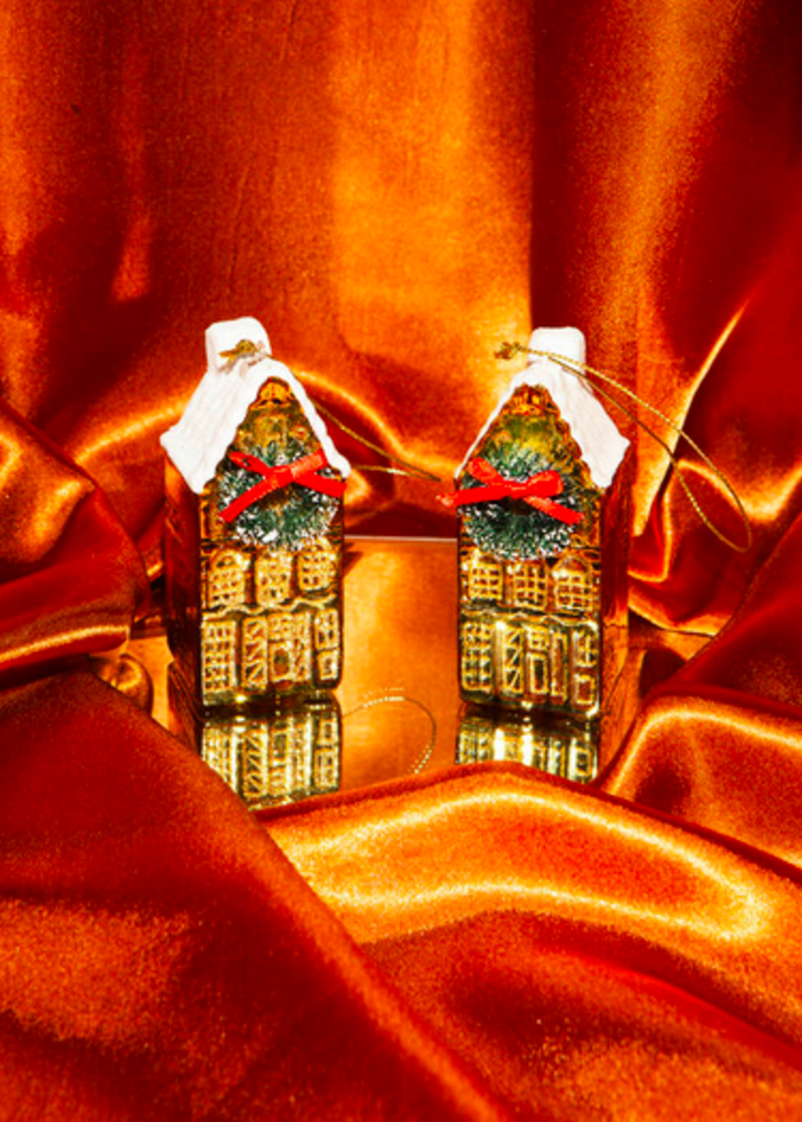 Vondels Ornament glass gold canal house H9cm