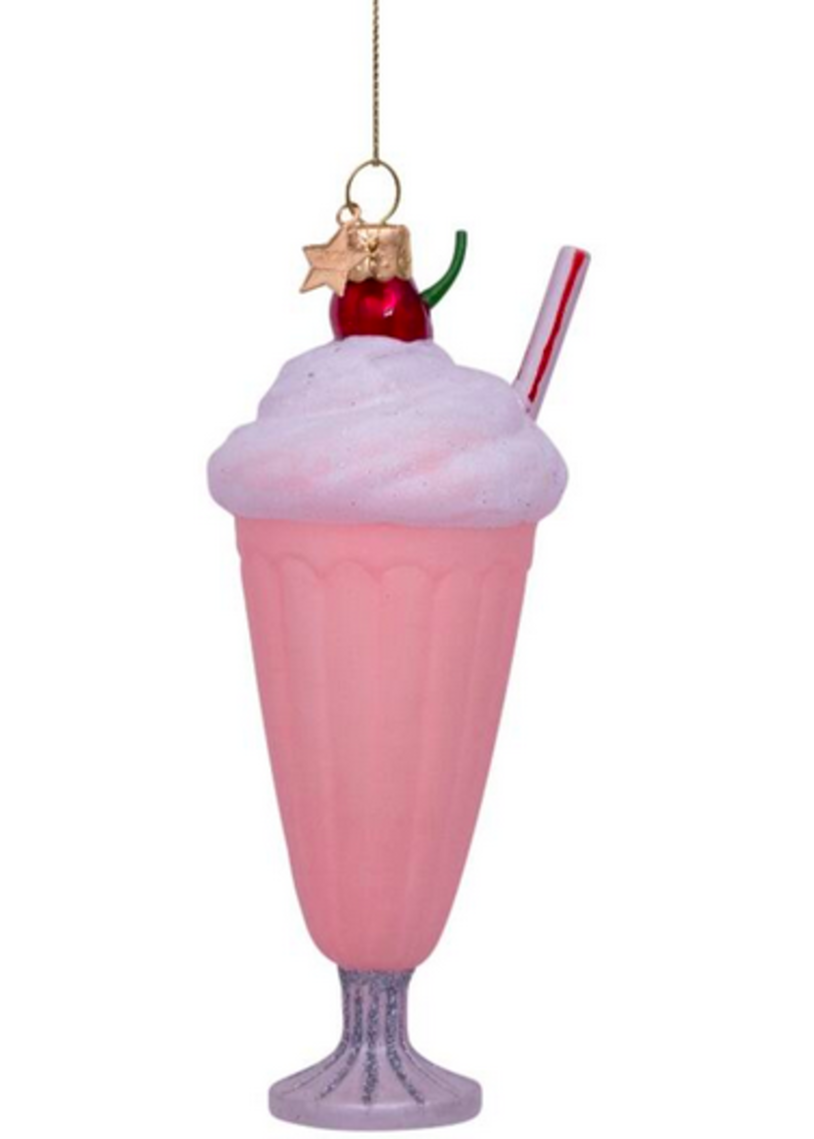 Vondels Ornament glass soft pink milkshake H15cm