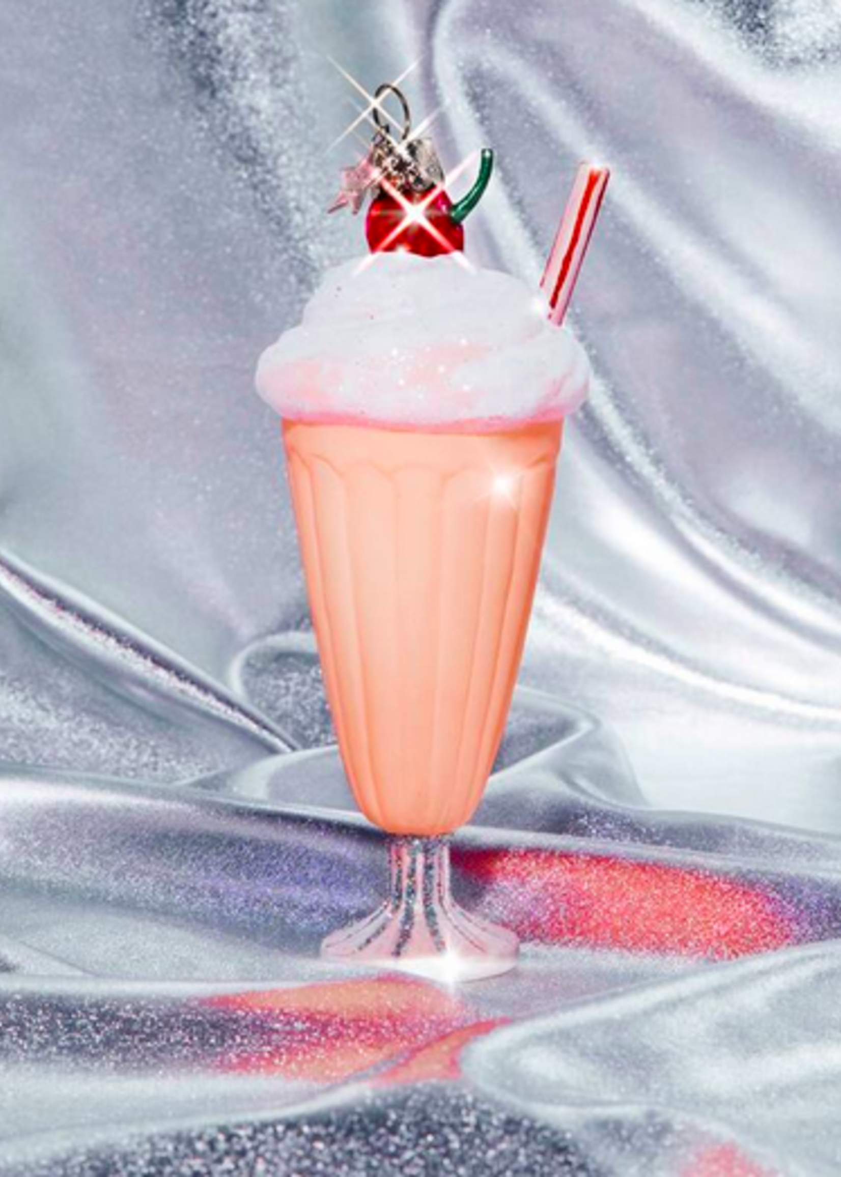 Vondels Ornament glass soft pink milkshake H15cm