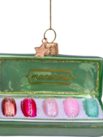 Vondels Ornament glass sage box of macarons H5cm