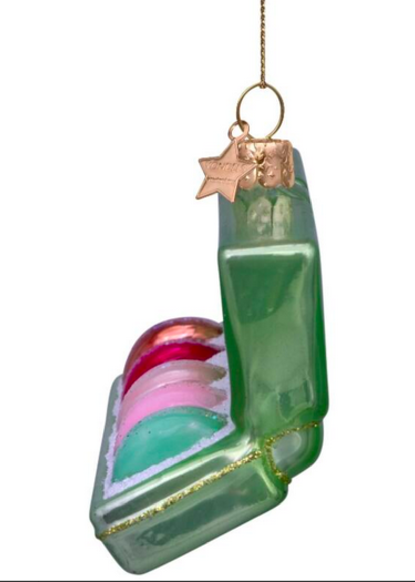 Vondels Ornament glass sage box of macarons H5cm
