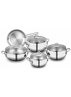 korkmaz Flora 8 Piece Cookware Set Black