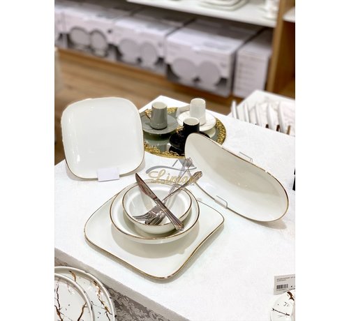BRICARD PORCELAIN Bricard Porcelain Evry Wit - Goud 6-Persoons | 25-Delig Serviesset