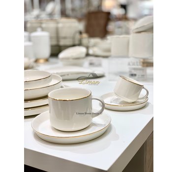 BRICARD PORCELAIN BRICARD LUNEL KAHVE VE CAY SETI 12 PARCA GOLD