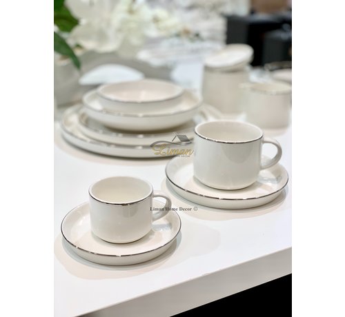 BRICARD PORCELAIN Bricard Lunel Espresso set 12-Delig | 6-Persoons Zilver