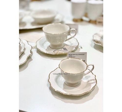 BRICARD PORCELAIN Bricard Bron Espresso set 12-Delig | 6-Persoons Goud