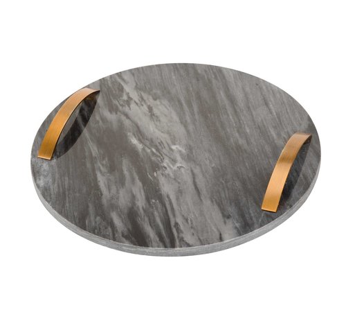 Cosy COSY MARMER ZWART DIENBLAD ROND MET HANDVATJE S D30CM