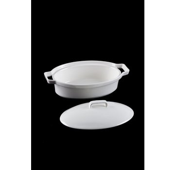 ACR ACR Bianco Perla Porselen Kapaklı Oval Fırın Kabı - 17 Cm