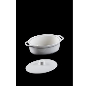 ACR ACR Bianco Perla Porselen Kapaklı Oval Fırın Kabı - 26 Cm