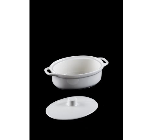 ACR ACR Bianco Perla Porselen Kapaklı Oval Fırın Kabı - 26 Cm