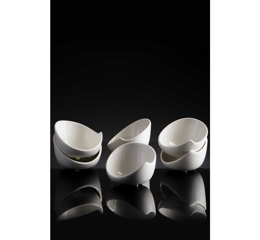 ACR La Pure 6'Lı Porselen Oval Sunum Sosluk - 8 Cm