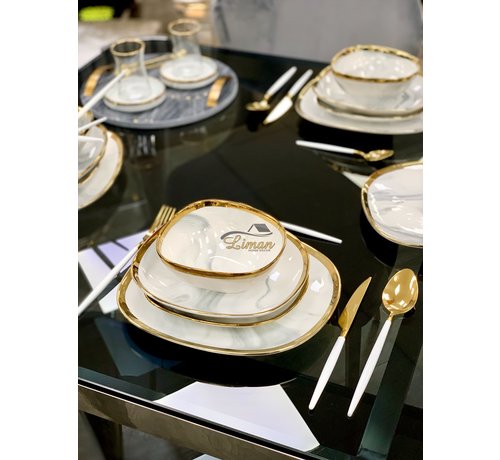 BRICARD PORCELAIN Bricard Porcelain Sens 6-Person | 25-Piece Dinner sets Marble-Grey