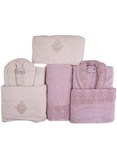 KARACA HOME Karaca Valeria Prime 6 - Delige Badjas set Creme / Roze