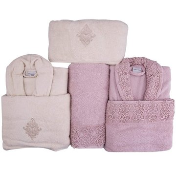 KARACA HOME Karaca Valeria Prime 6 - Delige Badjas set Creme / Roze