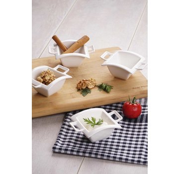 ACR ACR Bianca Perla 4lı Kare Porselen Mini Sunum Sosluk - 10 X 3.5 Cm