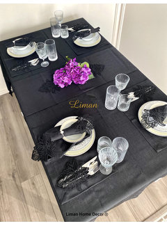 Lotus Tafelkleed Set Met Placemat Zwart 34 Dlg