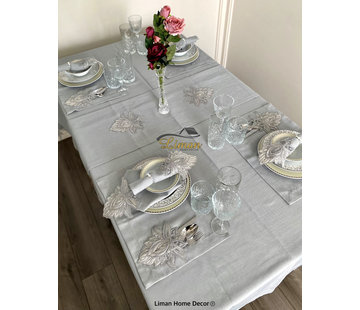 Lotus Tafelkleed Set Met Placemat Grijs 34 Dlg