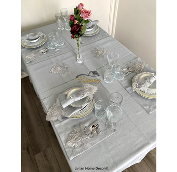 Lotus Tafelkleed Set Met Placemat Grijs 34 Dlg