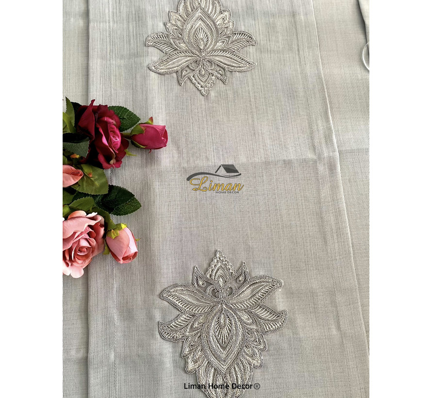 Lotus Tafelkleed Set Met Placemat Grijs 34 Dlg