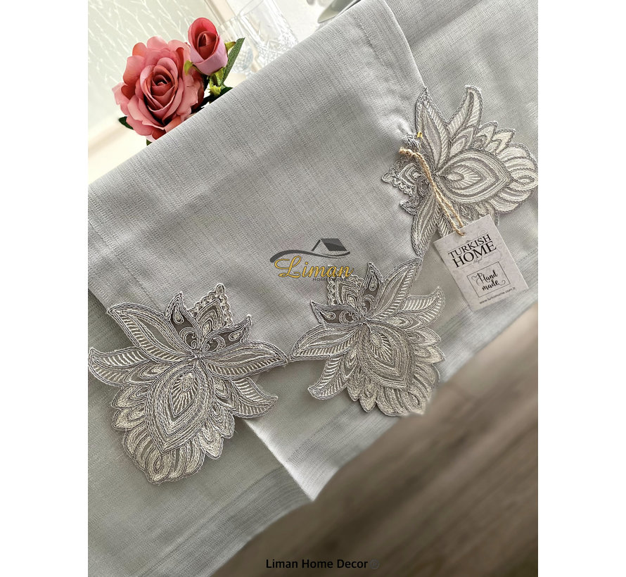 Lotus Tafelkleed Set Met Placemat Grijs 34 Dlg