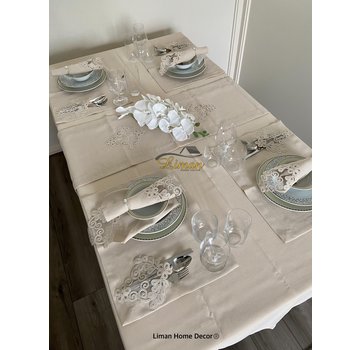 Sehzade Tafelkleed Set Met Placemat Beige 34 Dlg