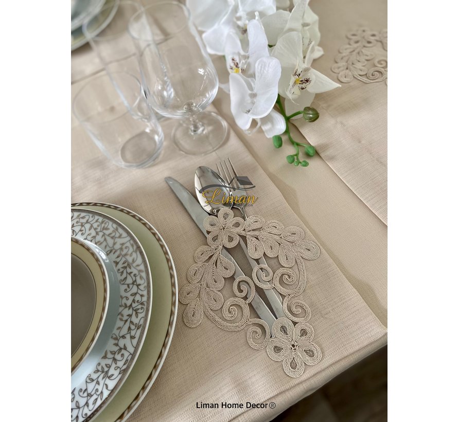 Sehzade Tafelkleed Set Met Placemat Beige 34 Dlg