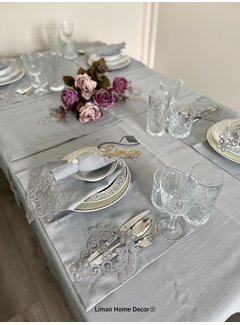 Sehzade Tafelkleed Set Met Placemat Grijs 34 Dlg