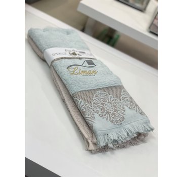 IPEKCE Ipekce Jaquard Handdoek 50 x 90 cm 2 Delig Mint - Bruin