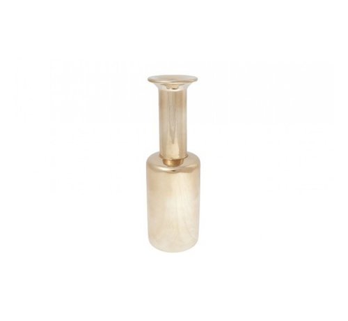 VASE BRASS ROUND POTTERY D9,5x9,5XH29,7CM