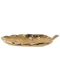 SCHAAL LEAF GOUD 28X12,3XH4,5CM POLYRESI