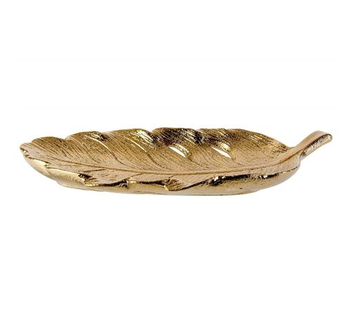 SCHALE LEAF GOLD 28X12,3XH4,5CM POLYRESI