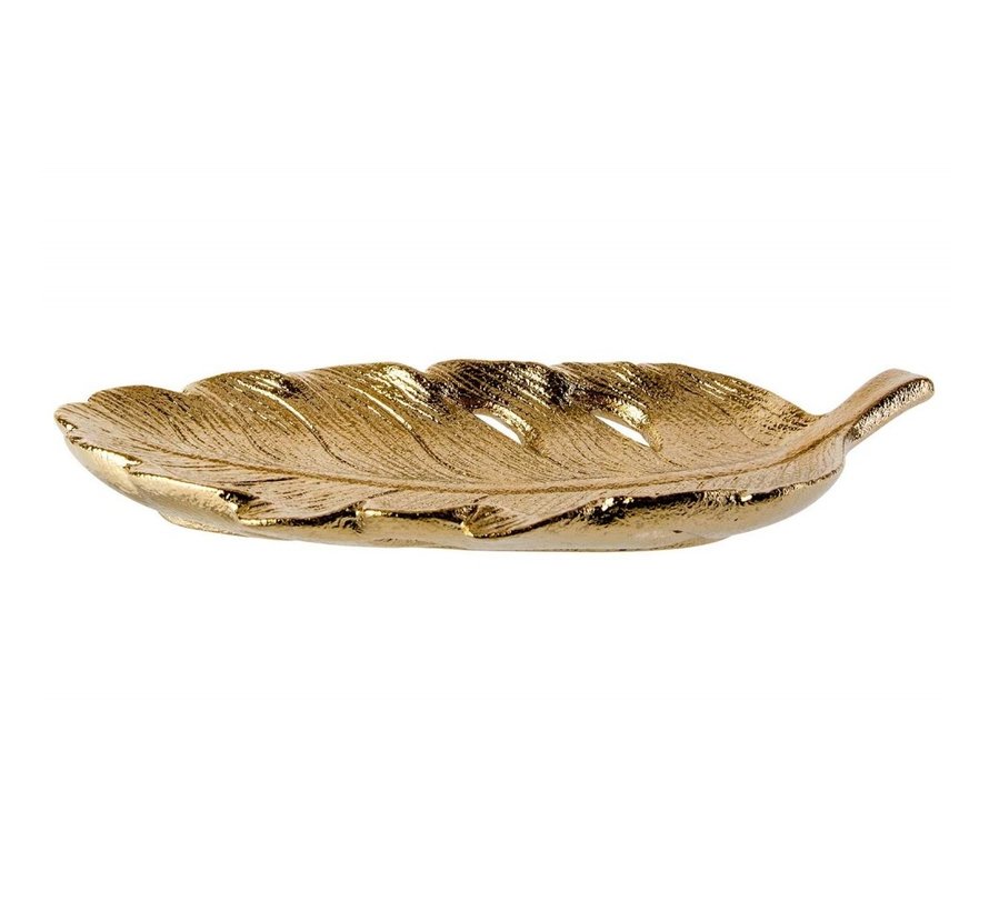 SCHAAL LEAF GOUD 28X12,3XH4,5CM POLYRESI