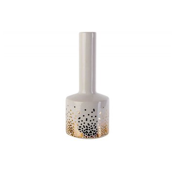 VASE BOUTEILLE GOLD DOTS BLANC 8,7X8,7XH20