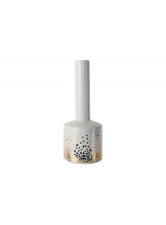 VASE BOUTEILLE GOLD DOTS BLANC 9,6X9,6XH25,3CM