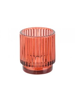 TEALIGHT HOLDER RED D7XH8CM GLASS