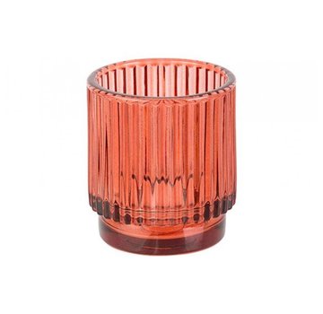 TEALIGHT HOLDER RED D7XH8CM GLASS