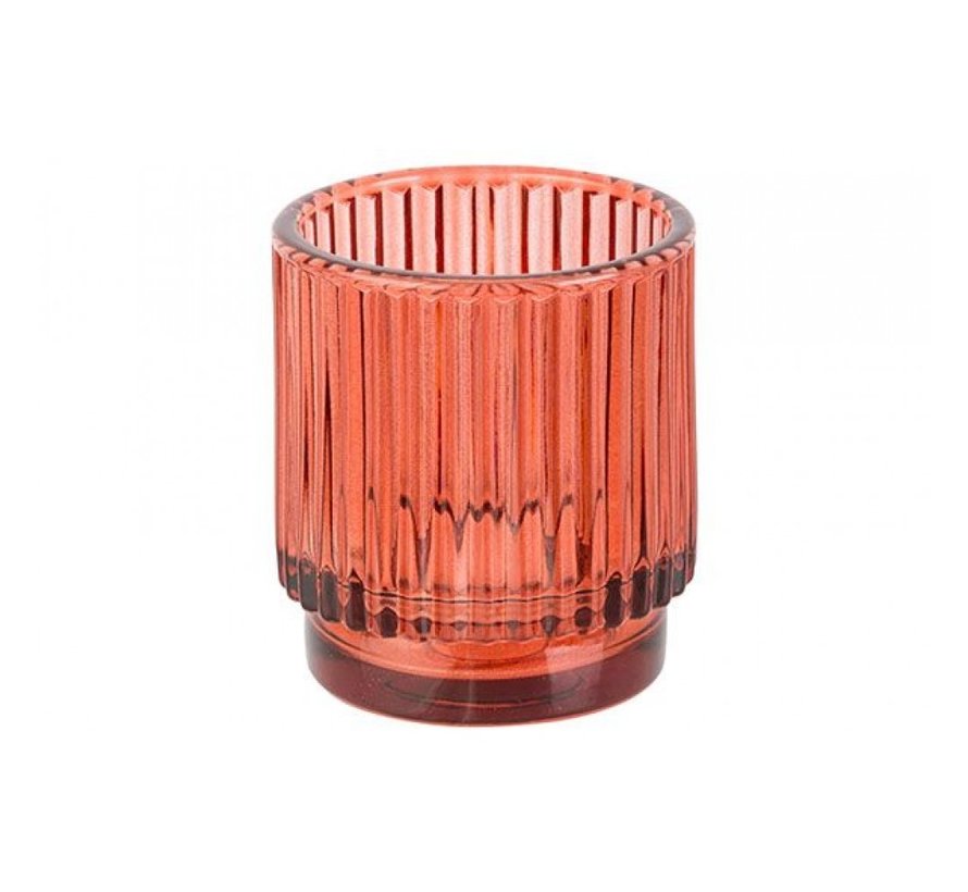 TEALIGHT HOLDER RED D7XH8CM GLASS