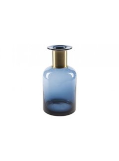 VASE BOUTEILLE BLEU FONCE ROND VERRE 12X12XH30