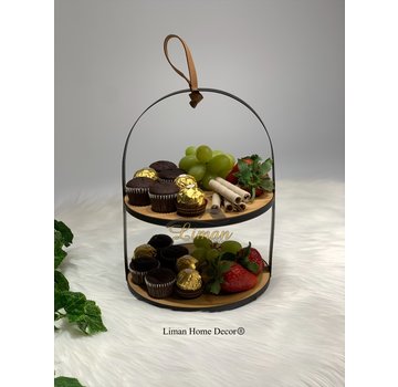 Cosy BAMBOE CAKE STAND MET METALEN HOUDER D20,5XH26CM