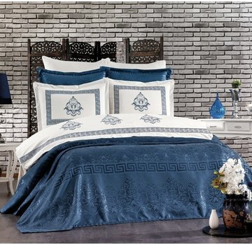 IPEKCE Ipekce Crystal Bedspreiset 9 delig Blauw