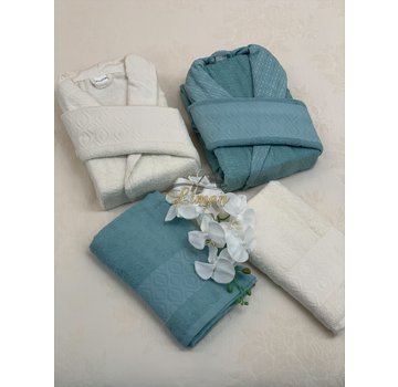 IPEKCE Ipekce Melis 6 - Delige Badjas set  Mint / Cream