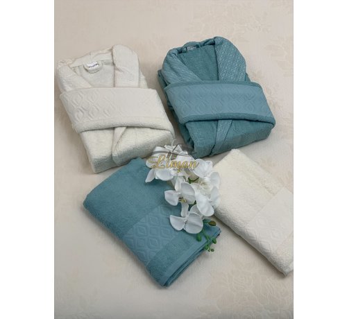 IPEKCE Ipekce Melis 6 - Delige Badjas set  Mint / Cream