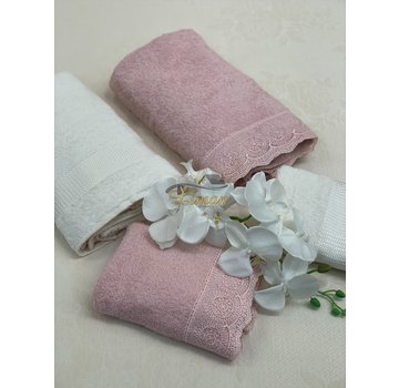 IPEKCE Ipekce Beril Handdoek set 4 Dlg Cream / Roze