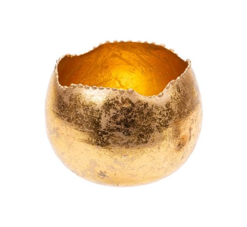 TEALIGHT HOLDER GOLD D10XH10CM ROUND