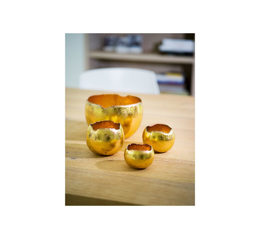 TEALIGHT HOLDER GOLD D10XH10CM ROUND