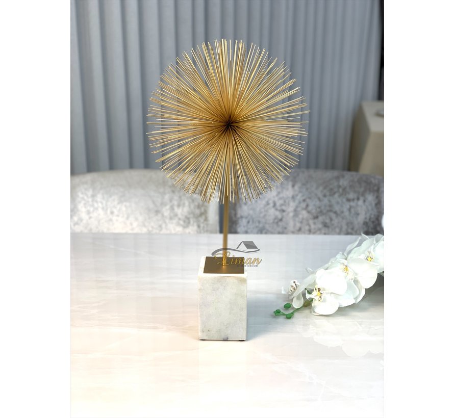 Telli Decoratie Bol Met Marmer Stand 62cm Gold